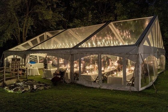 Lonas de PVC Brancas de Alta Resistência Litong para Eventos, Tendas para Festas de Casamento ao Ar Livre 20x40 com Cortina Lateral
