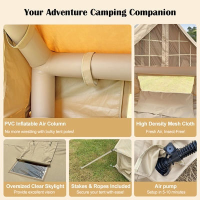 Tenda de acampamento inflável de tecido de Oxford 600D com tecido impermeável durável para aventuras ao ar livre